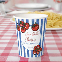 Ciao bella tomato stripes Italian bridal shower