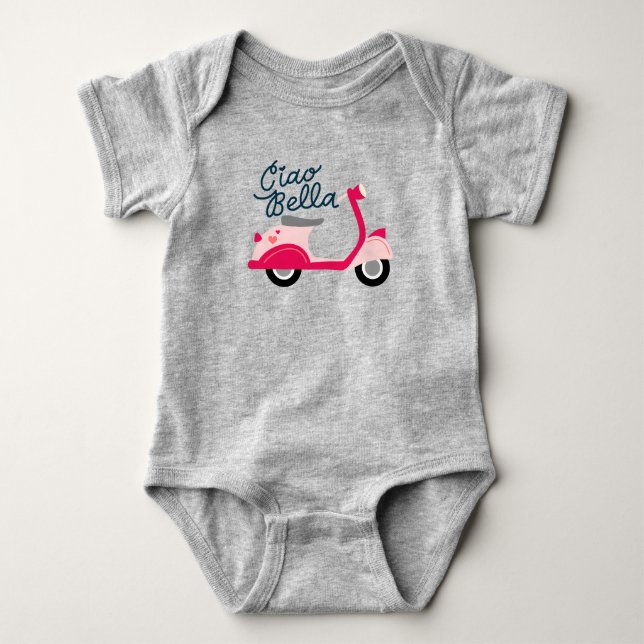 Ciao Bella Vespa Scooter Baby T Shirt (Framsida)