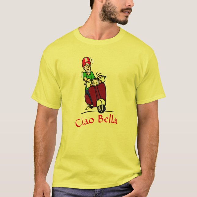 Ciao Bello Scooter Rider T Shirt (Framsida)