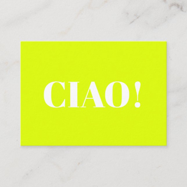 Ciao! Ciao, hej, hi, neon chartreuse grönt vit Rådkort (Framsida)