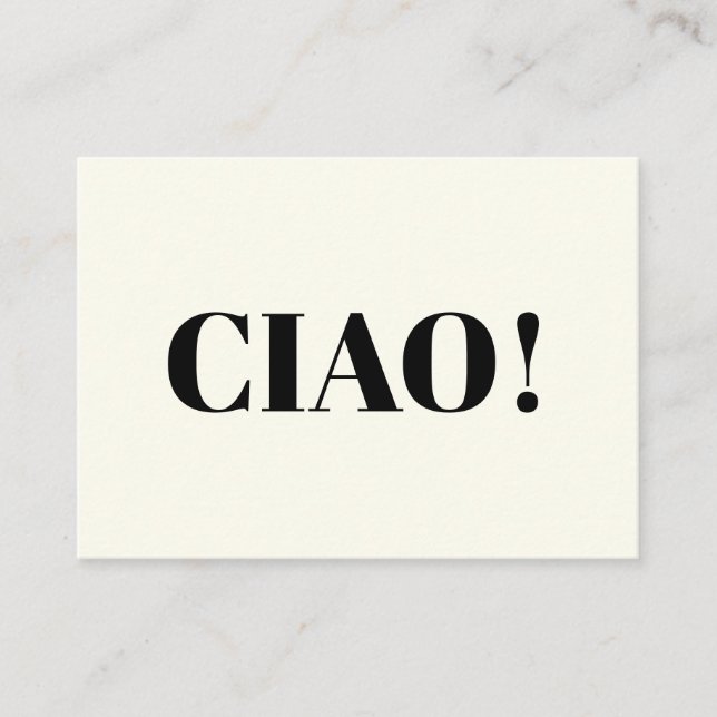 Ciao! Ciao, hej, hi, svart elfenben Rådkort (Framsida)