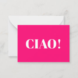 Ciao! Ciao, hej, hi, vitt kort för shock rosa fuch