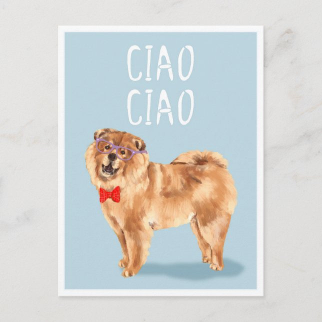 Ciao Ciao säger Chow Chow Hund Funny Pun Vykort (Framsida)