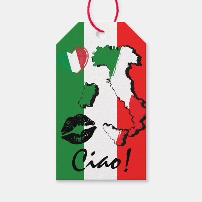 Ciao! Festive Italienska Flagga Gift Märkre Presentetikett (Framsidan)