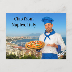 Ciao från Neapel-Italien Margherita Pizza Recipe Vykort