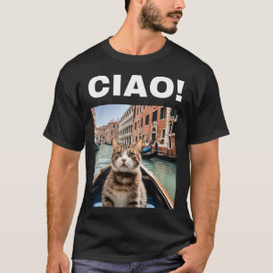 Ciao Funny Gondolier Cat på en venetian Gondola T Shirt