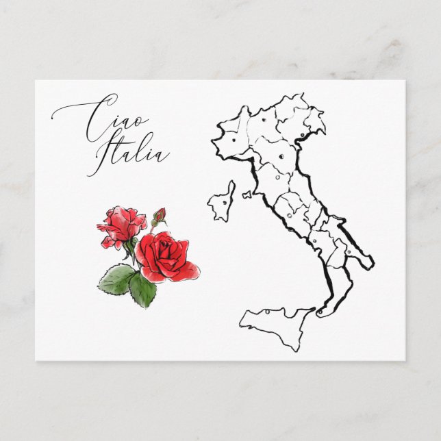 *~* Ciao Italia Italia Karta i Italien Vykort (Framsida)