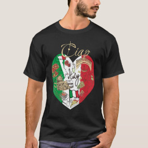 Ciao Italien Cute Italien Graphic Flagga Heart Coo T Shirt