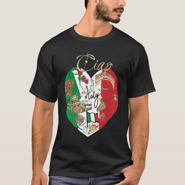 Ciao Italien Cute Italien Graphic Flagga Heart Coo T Shirt (Framsida)