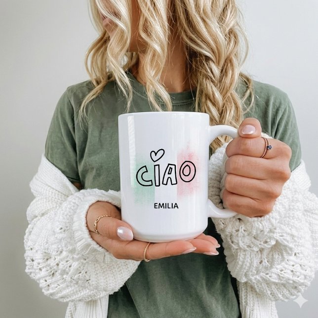 CIAO italienska flaggan grön vit röd Italien Kaffemugg (Skapare uppladdad)