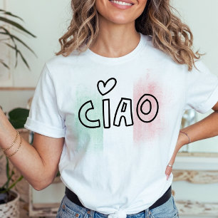 CIAO italienska flaggan grön vit röd Italien T Shirt