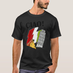 Ciao italienska flaggan lutande tornet i Pisa Ital T Shirt