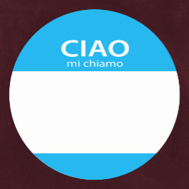 Ciao Mi Chiamo Italienska hejen namn bricka Runt Klistermärke