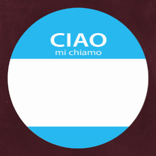 Ciao Mi Chiamo Italienska hejen namn bricka Runt Klistermärke
