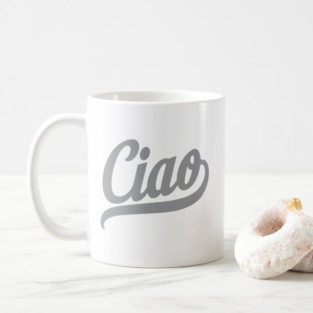 Ciao Script (Grått) Kaffemugg (Med munk)