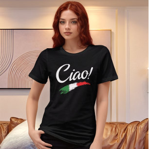 Ciao Script Vit Text Minimalist Dam Tri-Blandning T Shirt