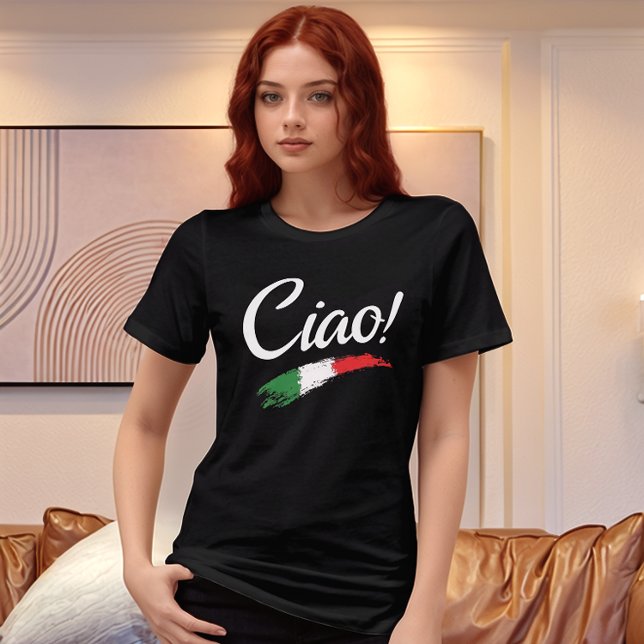 Ciao Script Vit Text Minimalist Dam Tri-Blandning T Shirt (Skapare uppladdad)