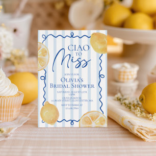 Ciao till Fröken Citroner och Ränder Bröllopsdusch Inbjudningar