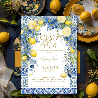 Ciao till miss Italien Lemon Blue Tiles Möhippa Inbjudningar