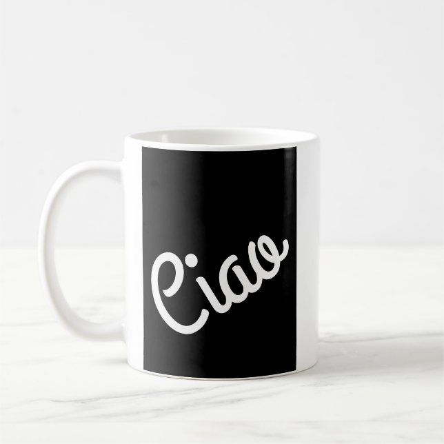 Ciao Typography White on Black Kaffemugg (Vänster)