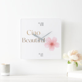 Ciao Vacker, Elegant Blomsterpresent Fyrkantig Klocka