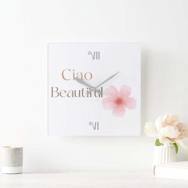 Ciao Vacker, Elegant Blomsterpresent Fyrkantig Klocka (Hem)