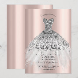 Cic Rose Gold Glitter Klänning, Bröllopsfest Inbju Inbjudningar