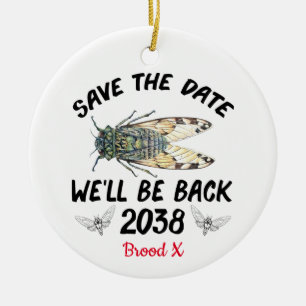 Cicada 2021 Spara datumet vi är tillbaka 2038 Julgransprydnad Keramik