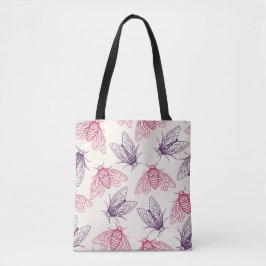 Cicada Botanical Pattern Cream Pink Purple Tygkasse