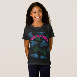 Cicada Botanisk Illustrationsmönster Svart Fransk T Shirt
