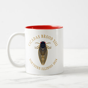 Cicada Brood XIII ILLINOIS 2024 Anpassningsbar Tex Två-Tonad Mugg