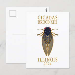 Cicada Brood XIII ILLINOIS 2024 Anpassningsbar Tex Vykort
