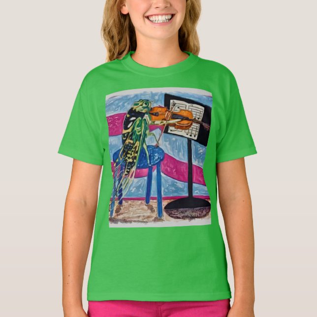 Cicada Cassandra spelar 🎻 violin T Shirt (Framsida)