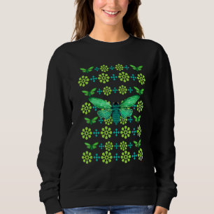 Cicada Grönt Mönster Svarmbrood Insekt Nature Sty T Shirt
