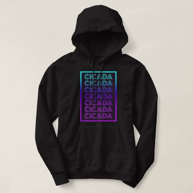 Cicada Insekt 70s Retro Cicada Hoodie (Design framsida)