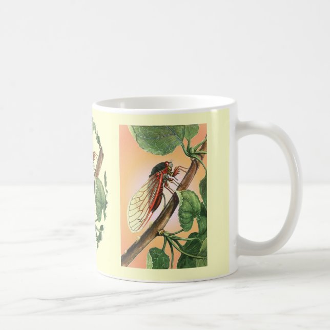 Cicada Insekt Illustration Art Kaffemugg (Höger)