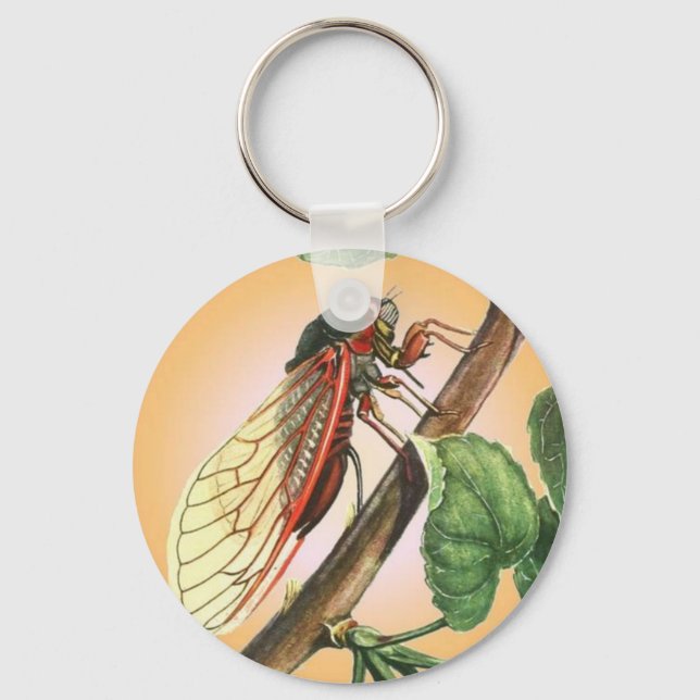 Cicada Insekt Illustration Art Nyckelring (Framsida)