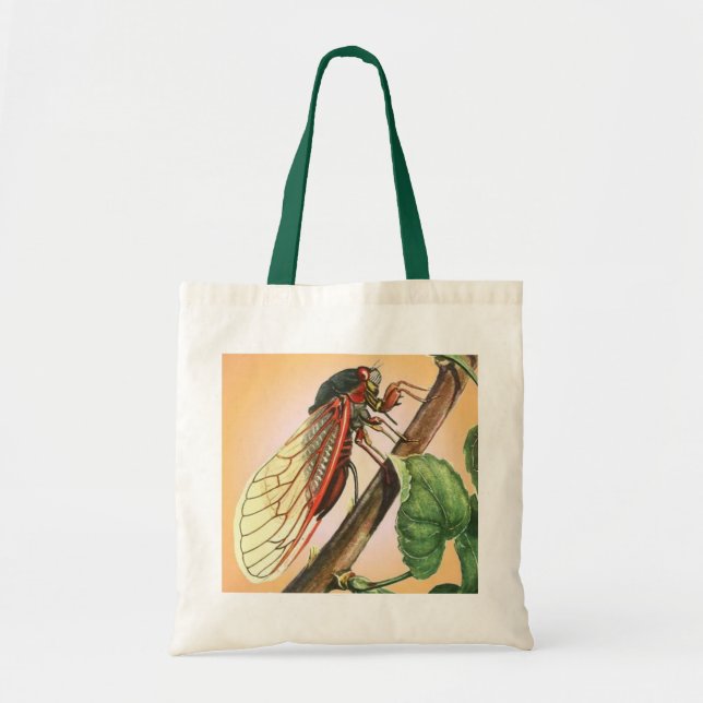 Cicada Insekt Illustration Art Tygkasse (Framsidan)