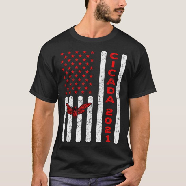Cicada Invasion 2021 Insect Brood X American Flag  T Shirt (Framsida)