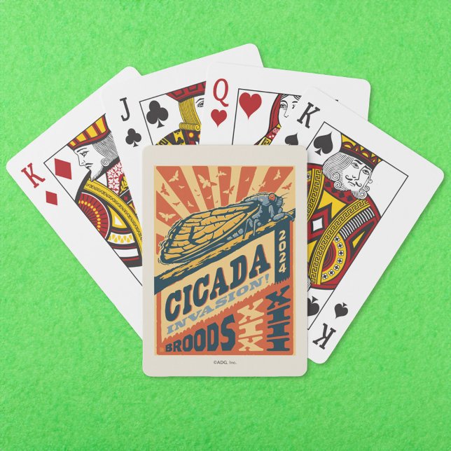 Cicada Invasion 2024 Brev Press Casinokort (Cards on table)