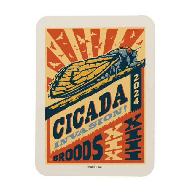 Cicada Invasion 2024 Brev Press Magnet (Vertikal)