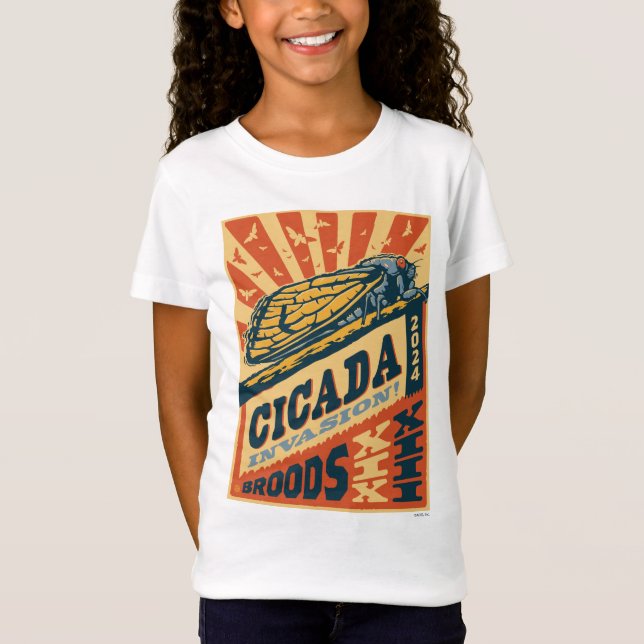 Cicada Invasion 2024 Brev Press T Shirt (Framsida)