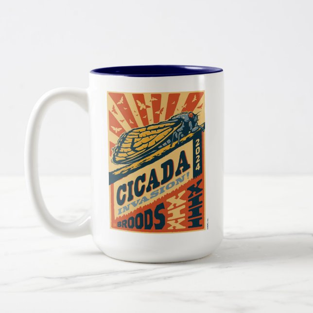 Cicada Invasion 2024 Brev Press Två-Tonad Mugg (Vänster)