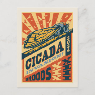 Cicada Invasion 2024 Brev Press Vykort