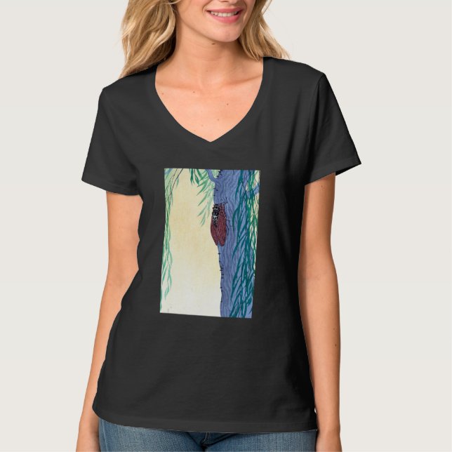 Cicada on Tree of the Moon by Ohara Koson T Shirt (Framsida)