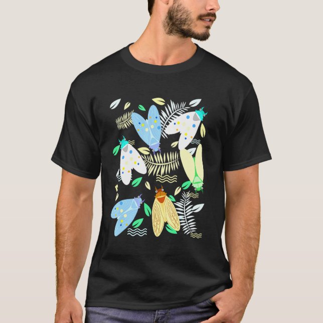 Cicada Pastel Löv Svarmbrood Insekt Natur T Shirt (Framsida)