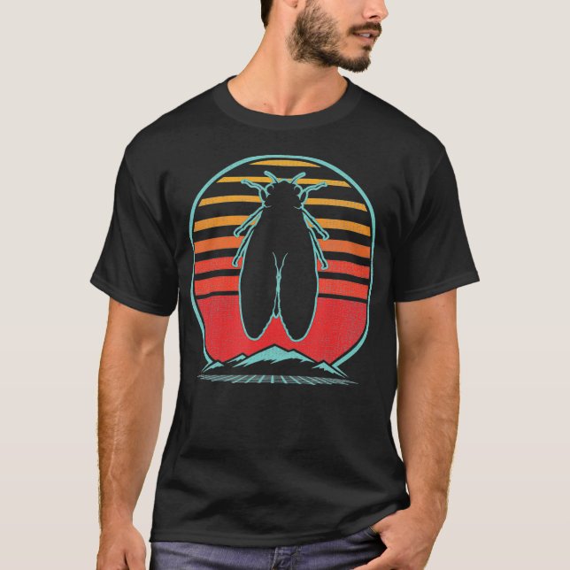 Cicada Retro Vintage 80s Stil Gift T Shirt (Framsida)