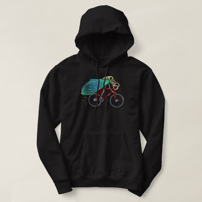 Cicada Riding Bicycle Cute Biker Cyclist Hoodie (Design framsida)