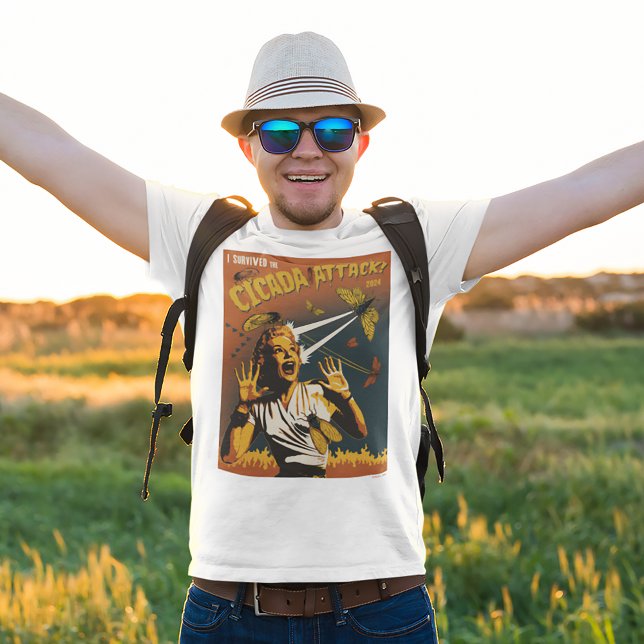 Cicada Screaming Dam 2024 T Shirt (Person wearing t-shirt)
