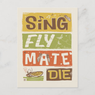 Cicada Sjunga Fly Mate Die Vykort